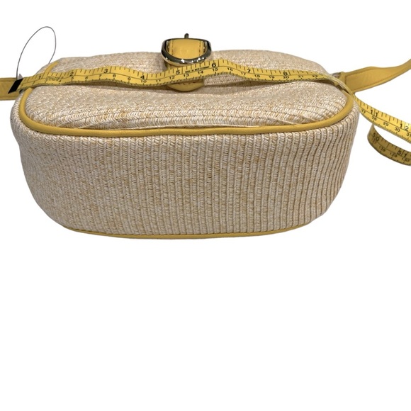 Talbots Straw Crossbody With Leather Trim Yellow Summertime Purse NWT - Picture 6 of 15